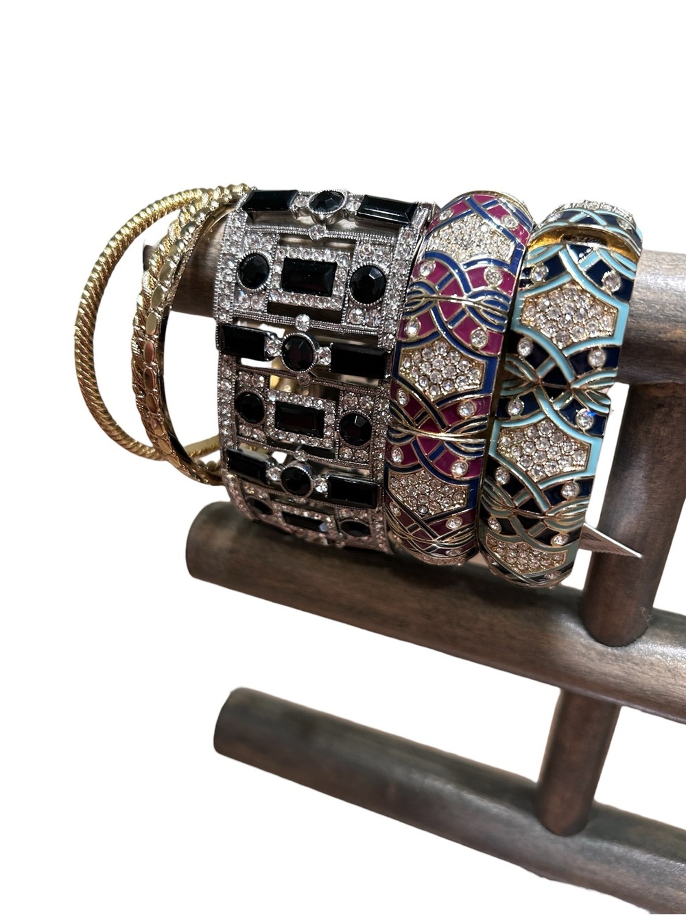 NWT bundle lot of J Crew enamel rhinestone bangle stretch bracelets costume